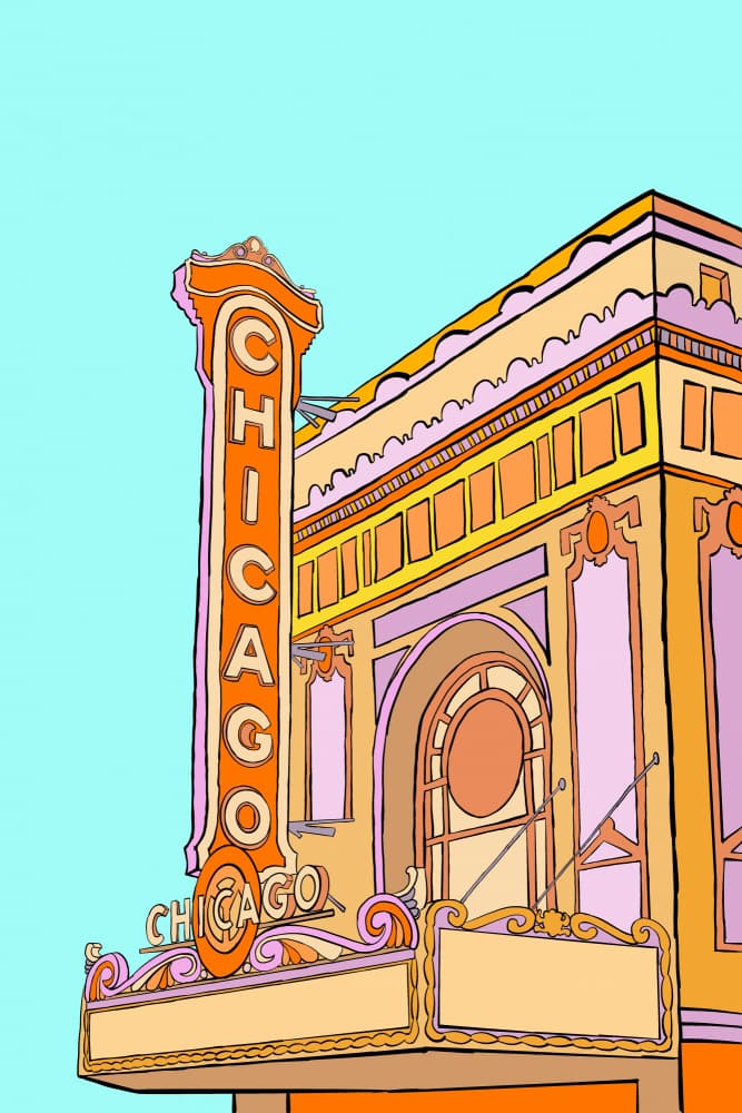 Iconic Chicago Theatre by Vibrant Vacationer (Audra) — canvas wall art