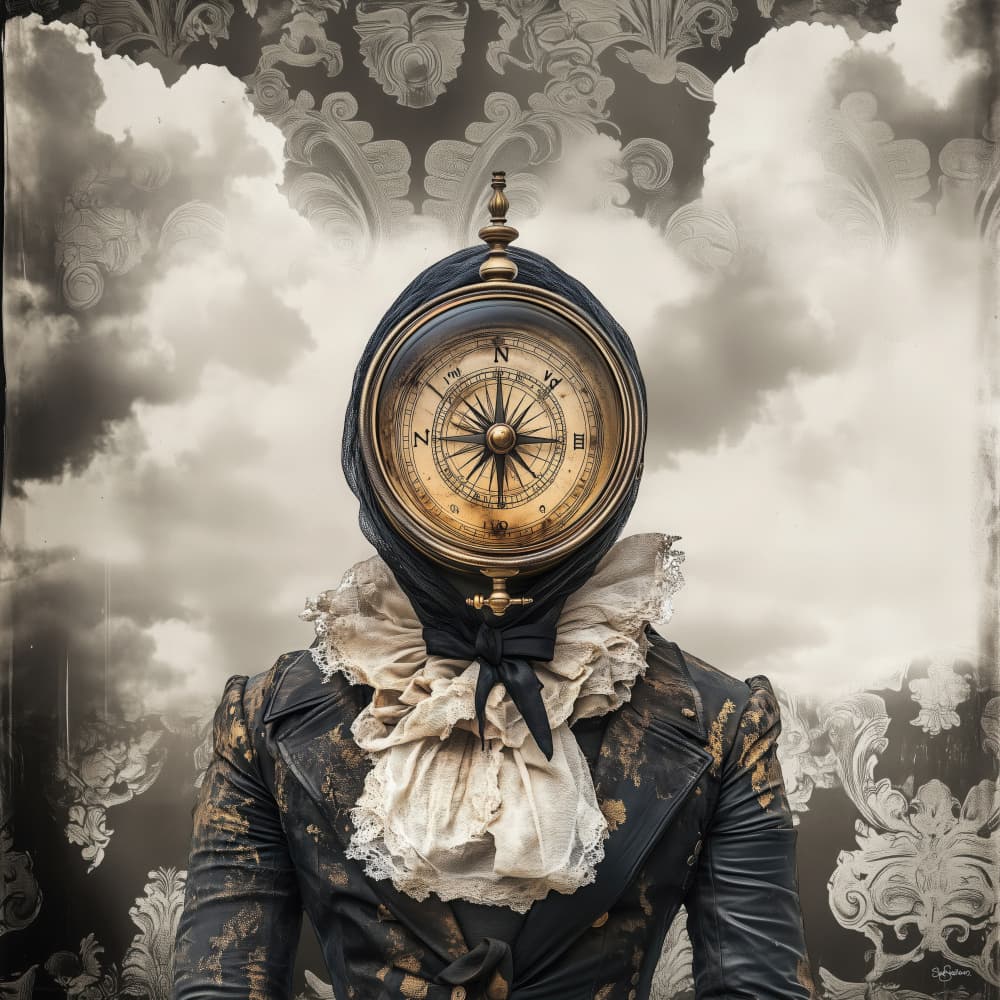 Surreal Compass Portrait by Sue Skellern — canvas wall art
