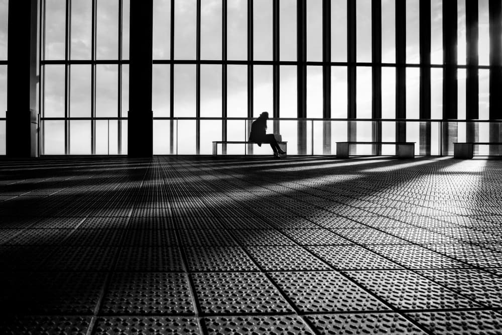 Solitary Figure Window View by Haruyo Sakamoto — canvas wall art