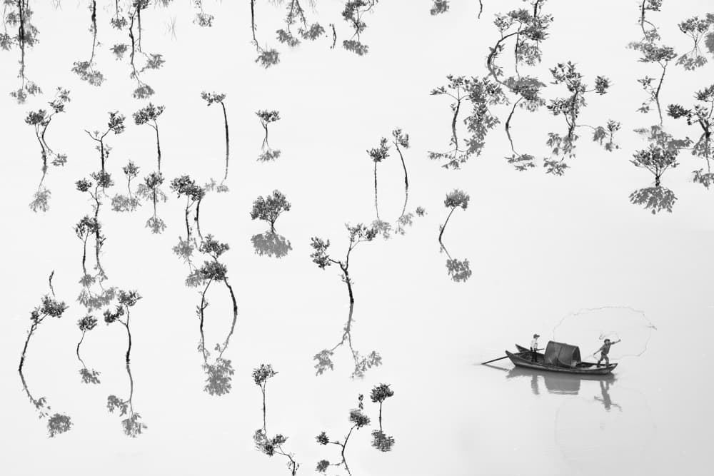 Fishing Boat Reflections by Songlin Xu — canvas wall art