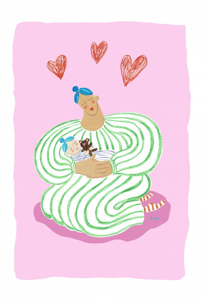 Sweet Mother Baby Hug by Caroline Roberts — canvas wall art