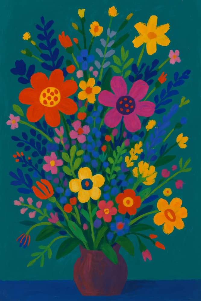 Colorful Folk Flowers by Frida Floral Studio — canvas wall art
