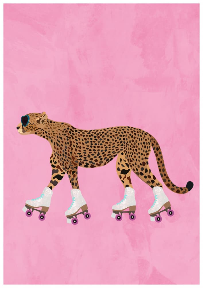 Retro Roller Cheetah by Sarah Manovski — canvas wall art