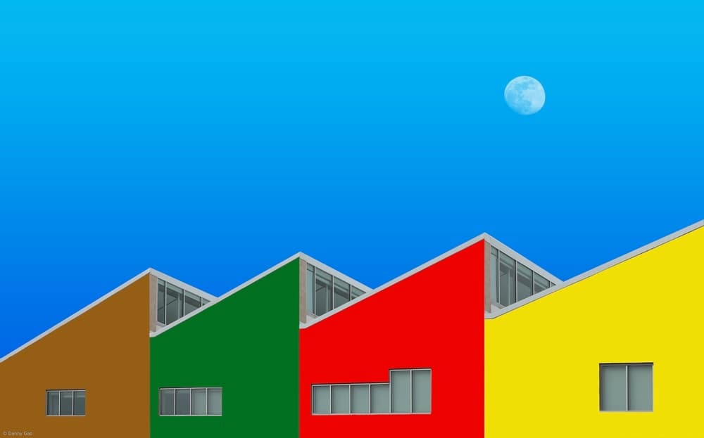 Colorful Architectural Moon by Danny Gao — canvas wall art