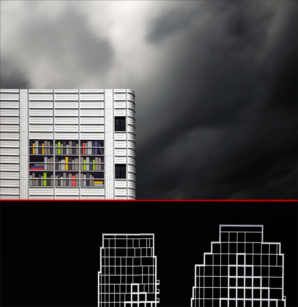 Modern Library Storm Clouds by Gilbert Claes — canvas wall art