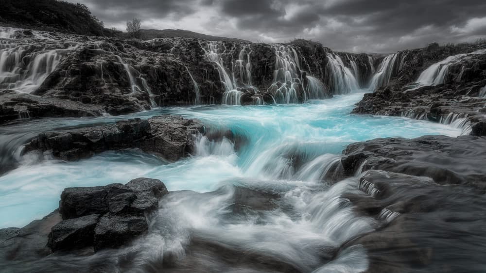 Moody Blue Falls by Mei Xu — canvas wall art