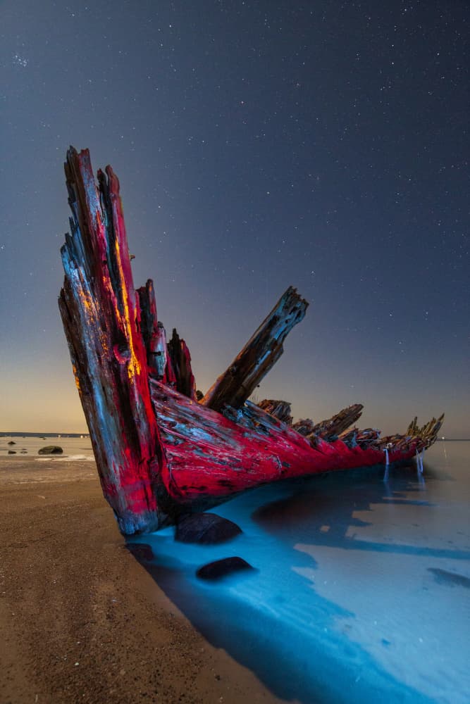 Starry Shipwreck Glow by Andres Papp — canvas wall art