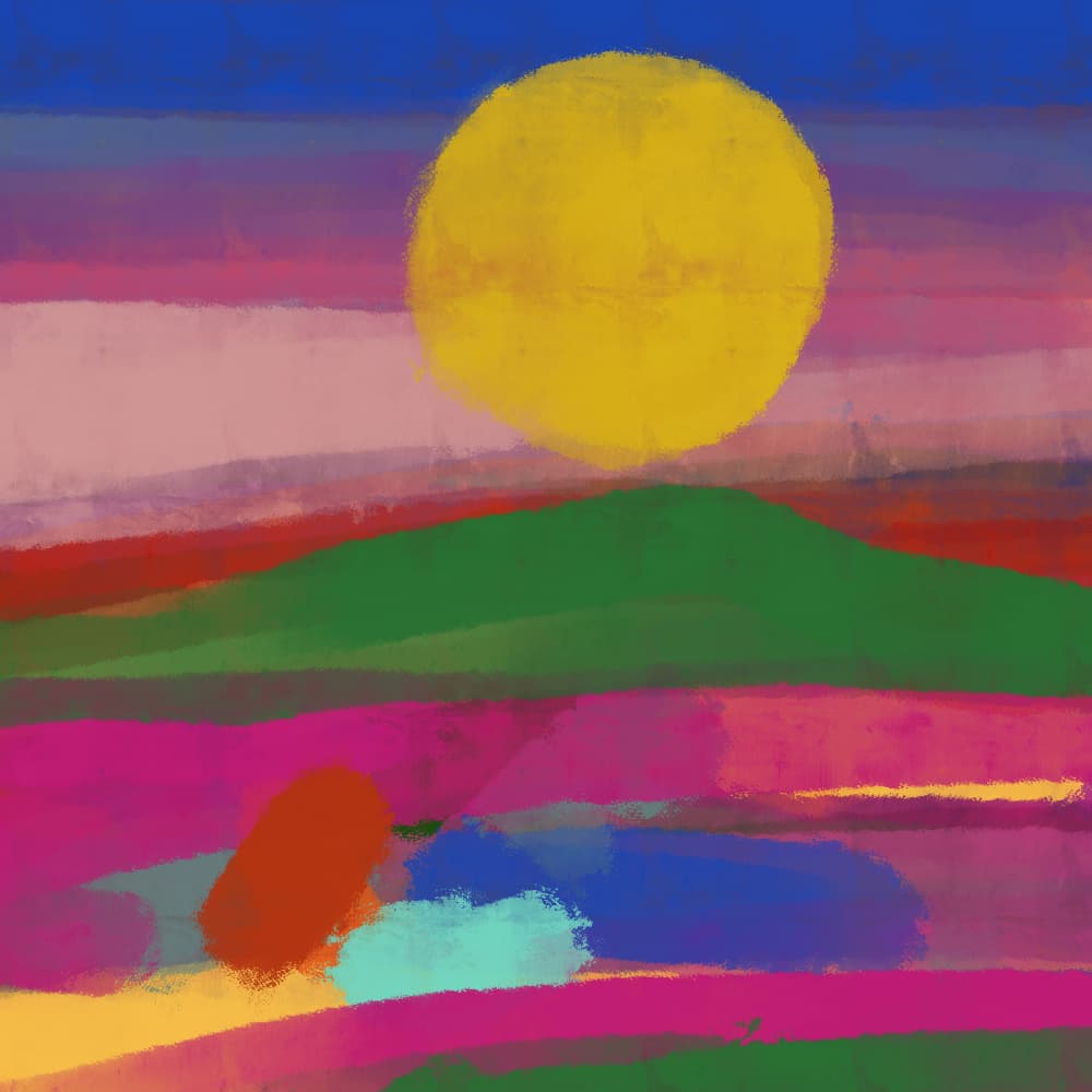 Vibrant Abstract Sun Landscape by Cesare Bellassai Art — canvas wall art