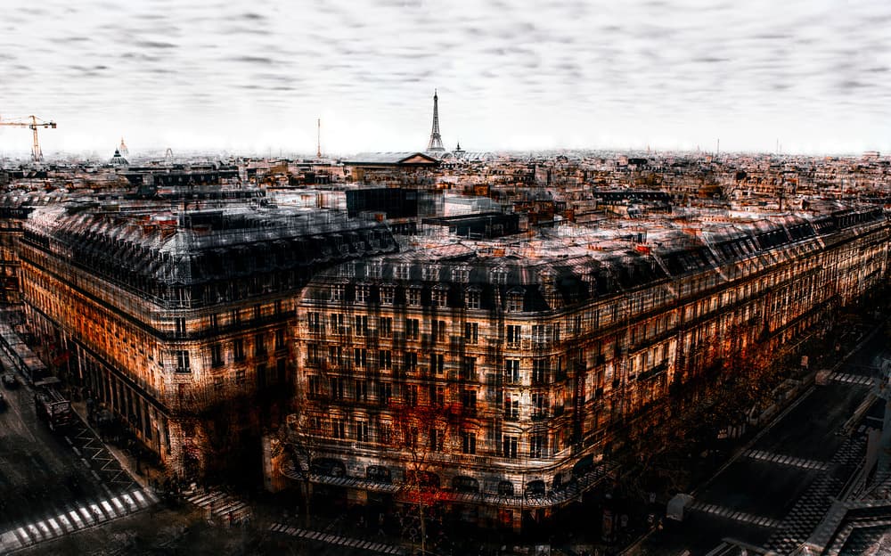 Golden Parisian City View by Carmine Chiriacò — canvas wall art