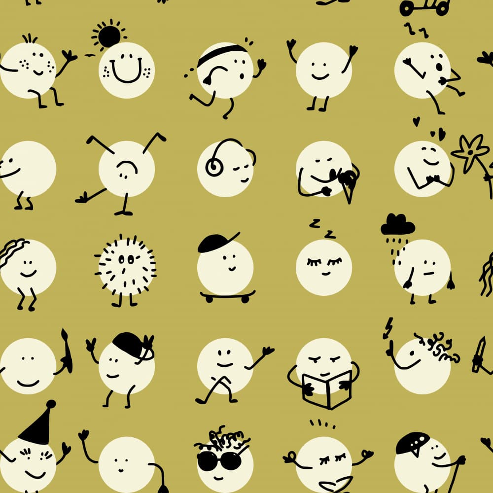 Happy Doodle Characters by Annick — canvas wall art