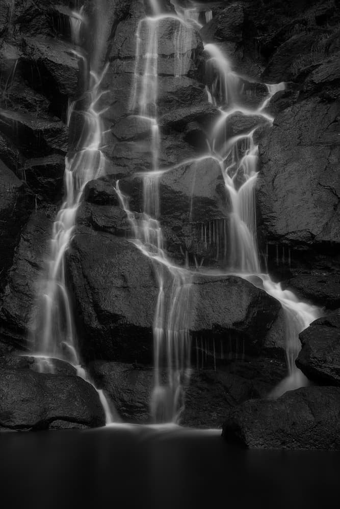 Monochrome Waterfall Flow by Chris Vasiliadis — canvas wall art