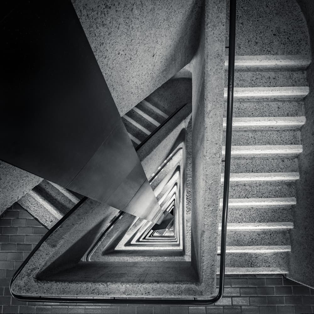 Geometric Stairwell Depth by Nico T — canvas wall art