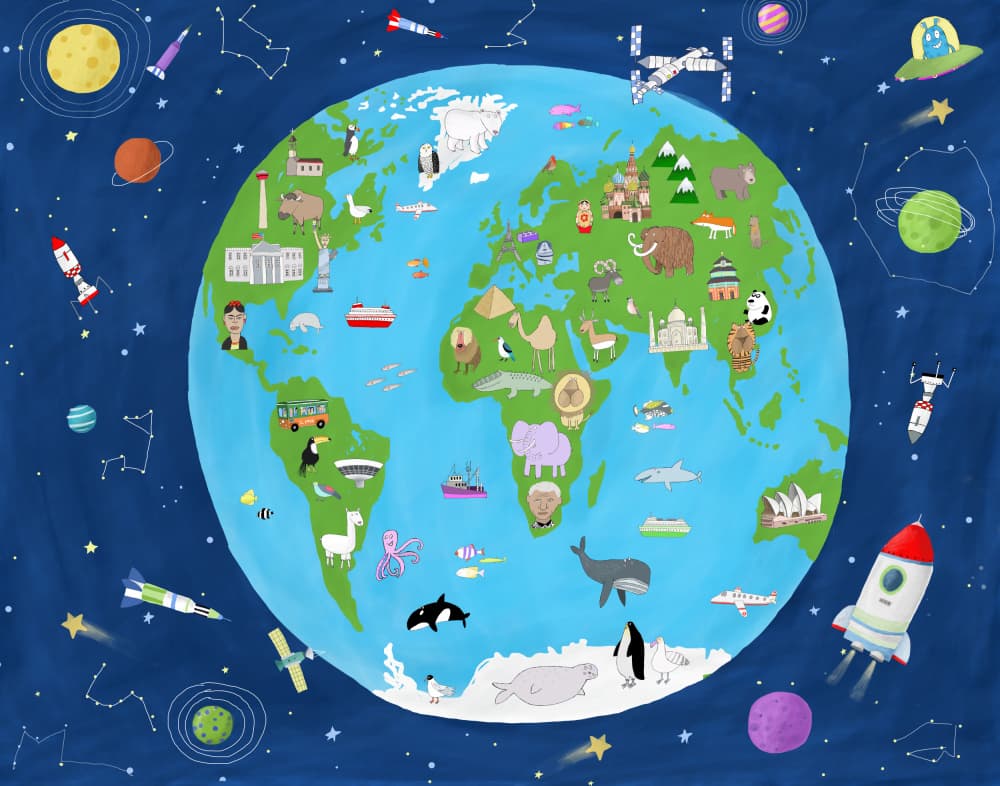 Exploring Planet Earth by Carla Daly — canvas wall art