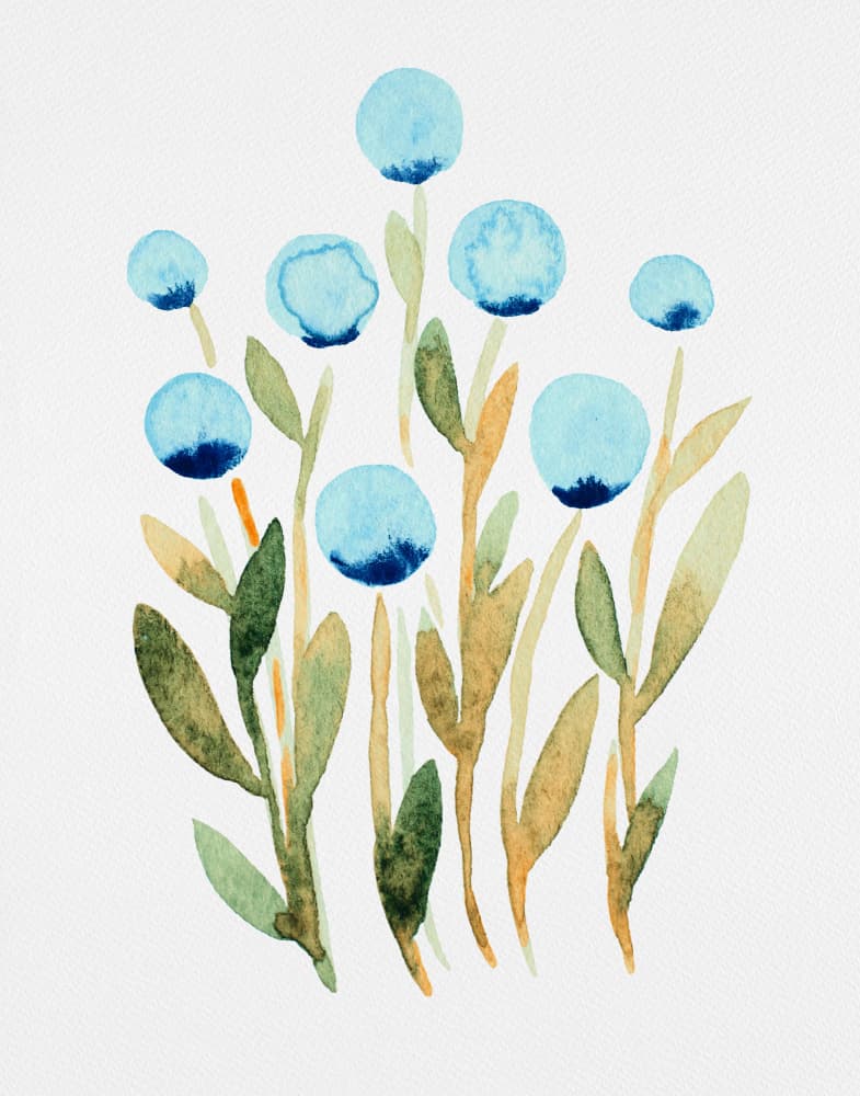 Blue Watercolor Flowers