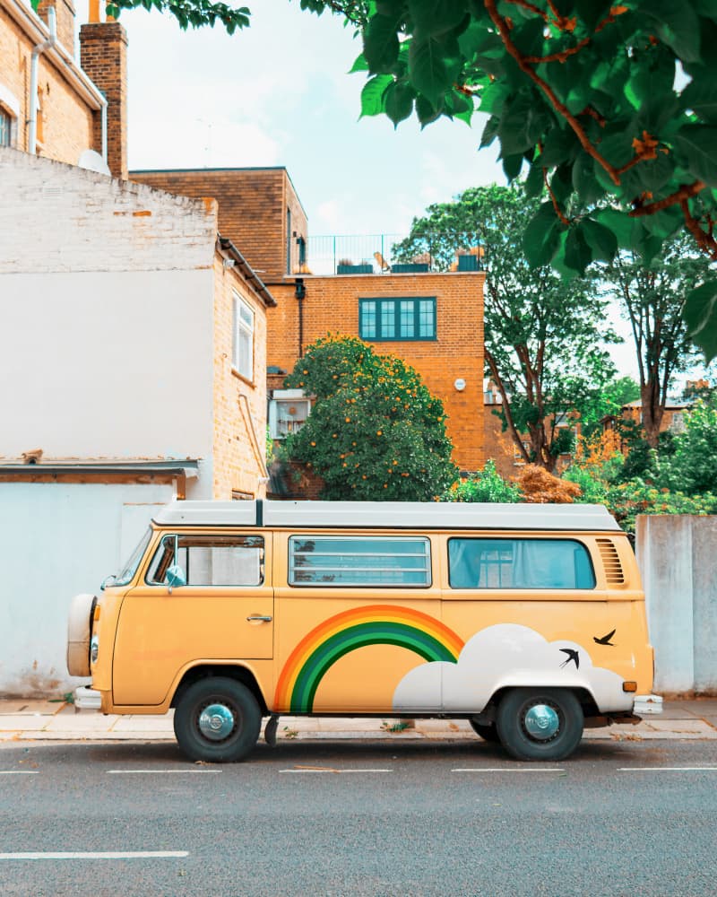 Yellow Rainbow Van by Gabor Estefan — canvas wall art