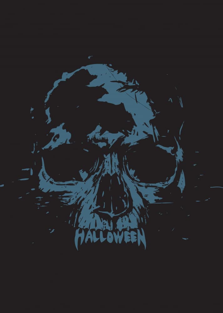 Grunge Halloween Skull by Balazs Solti — canvas wall art