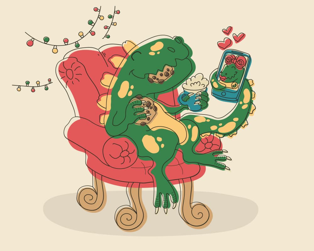 Dinosaur Selfie Sweet Treat by Marika Barsrsind β canvas wall art