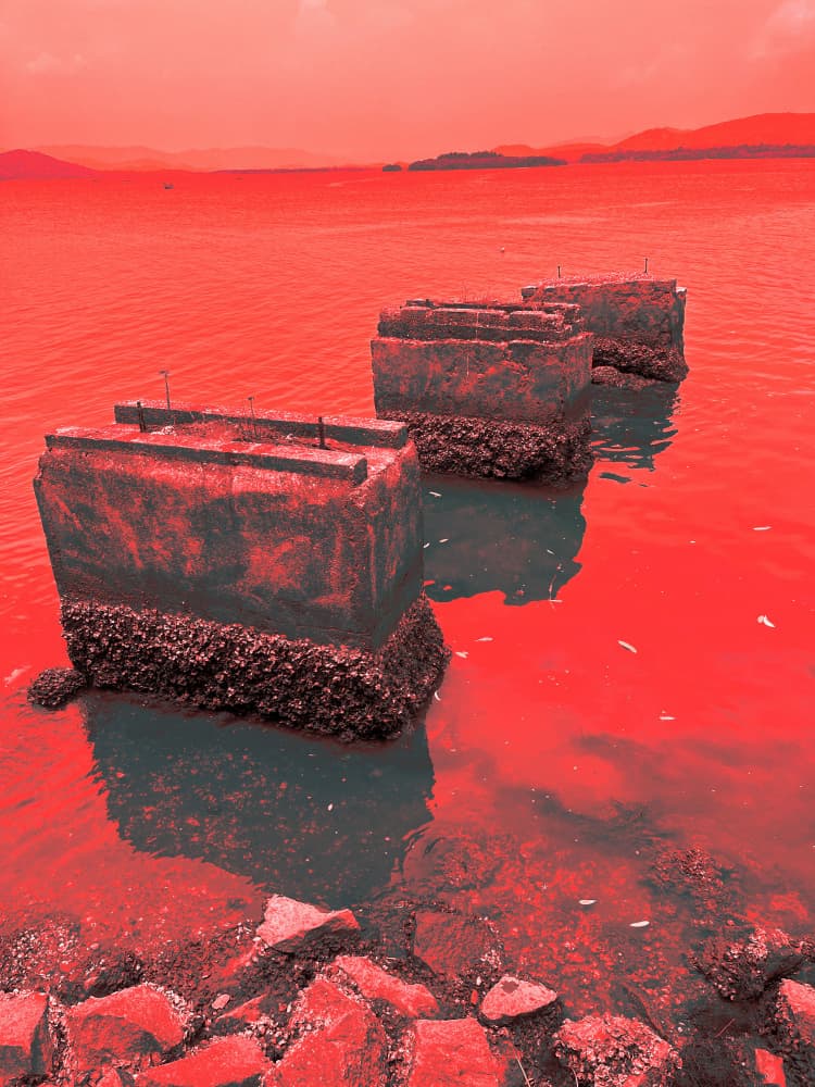 Desolate Red Pilings by Santhosh ch — canvas wall art