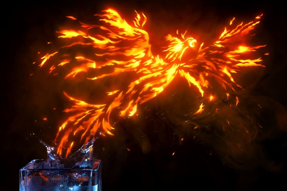 Fiery Phoenix Rising by Christophe Kiciak — canvas wall art
