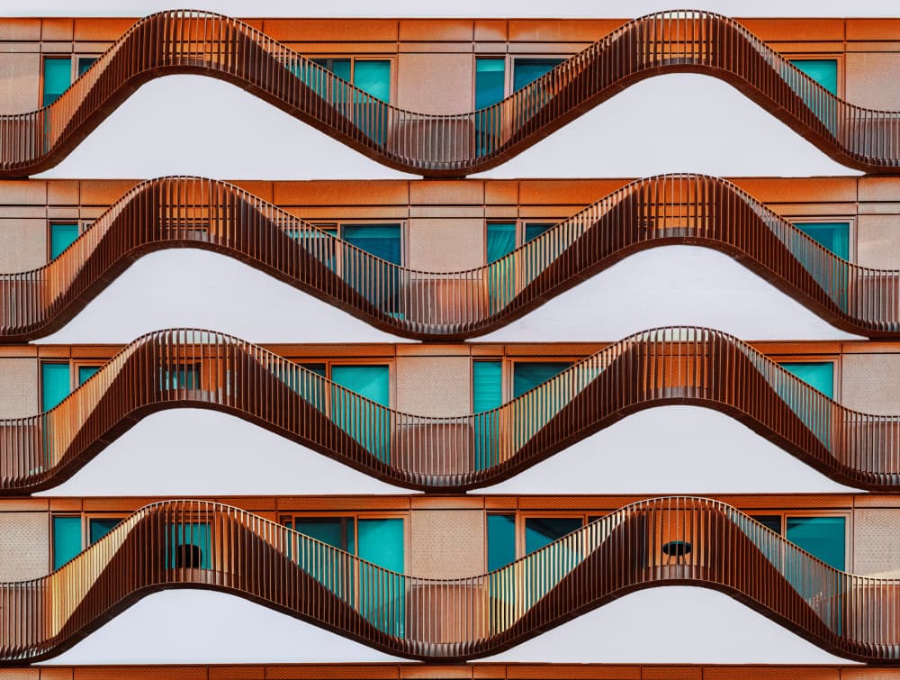 Wavy Balcony Facade by Louie Luo — canvas wall art