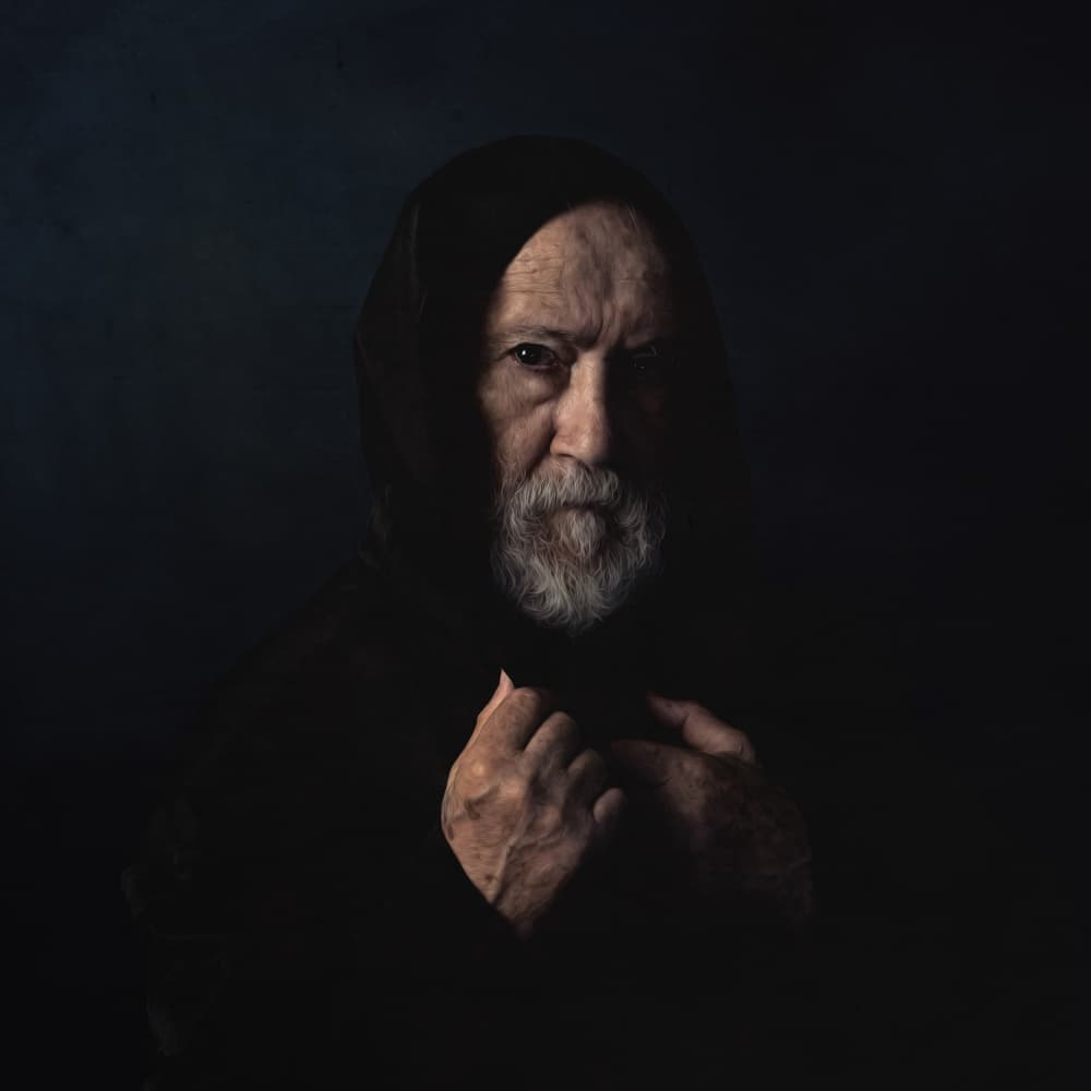 Mysterious Hooded Man by Yuri Shepelev — canvas wall art