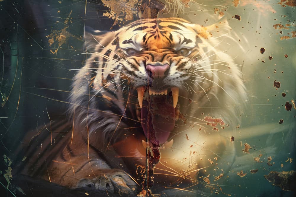 Savage Roaring Tiger by Rafal Kulik — canvas wall art
