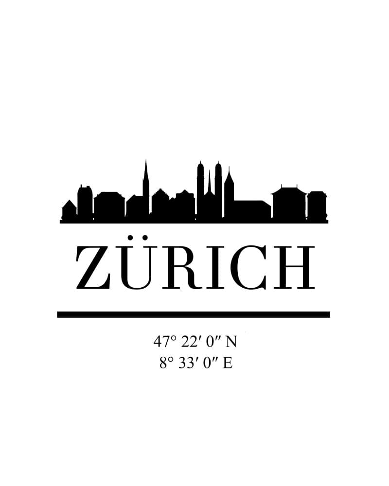 Zurich Skyline Coordinates by Emiliano Deificus — canvas wall art