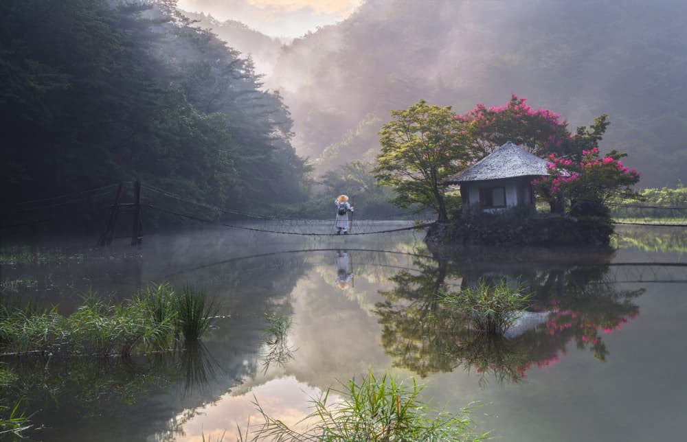 Misty Bridge Journey by Jaeyoun Ryu — canvas wall art