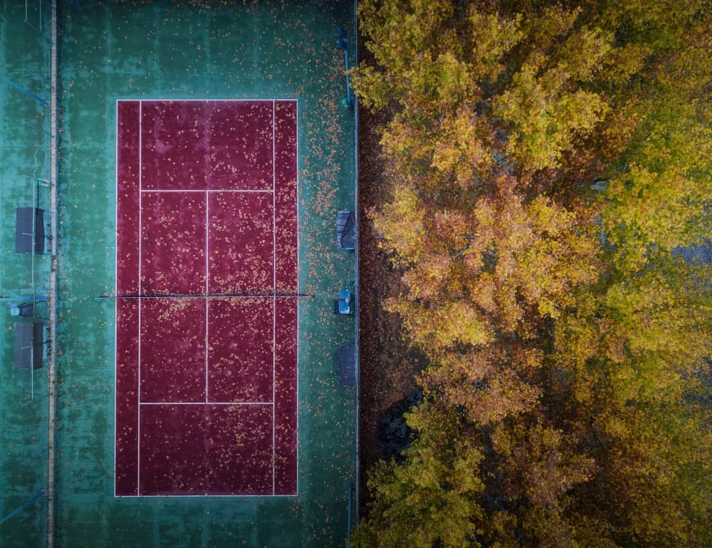 Golden Autumn Tennis Court by Josema Martin Espinar — canvas wall art