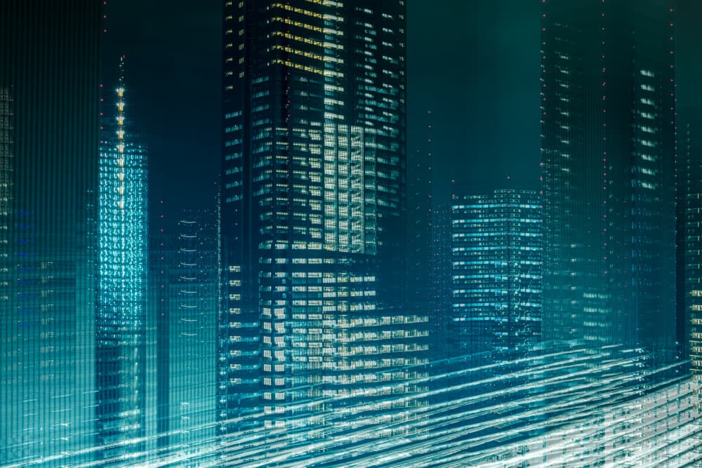 Futuristic City Glow by Sasaki Makoto — canvas wall art