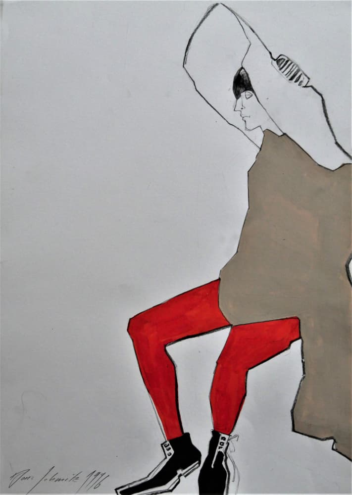 Stylish Red Tights Woman by Doris Schmitz — canvas wall art