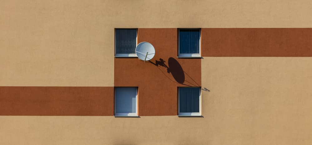Geometric Facade with Satellite by Peter Hrabinsky — canvas wall art