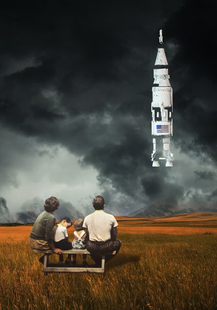 Family Watches Space Rocket by Daniel Donocik — canvas wall art