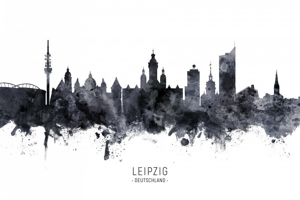Leipzig Germany City Skyline by Michael Tompsett — canvas wall art