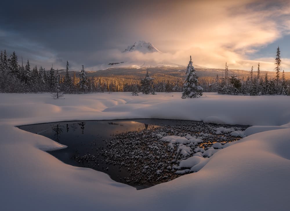 Golden Winter Peak by Ryan Dyar — canvas wall art