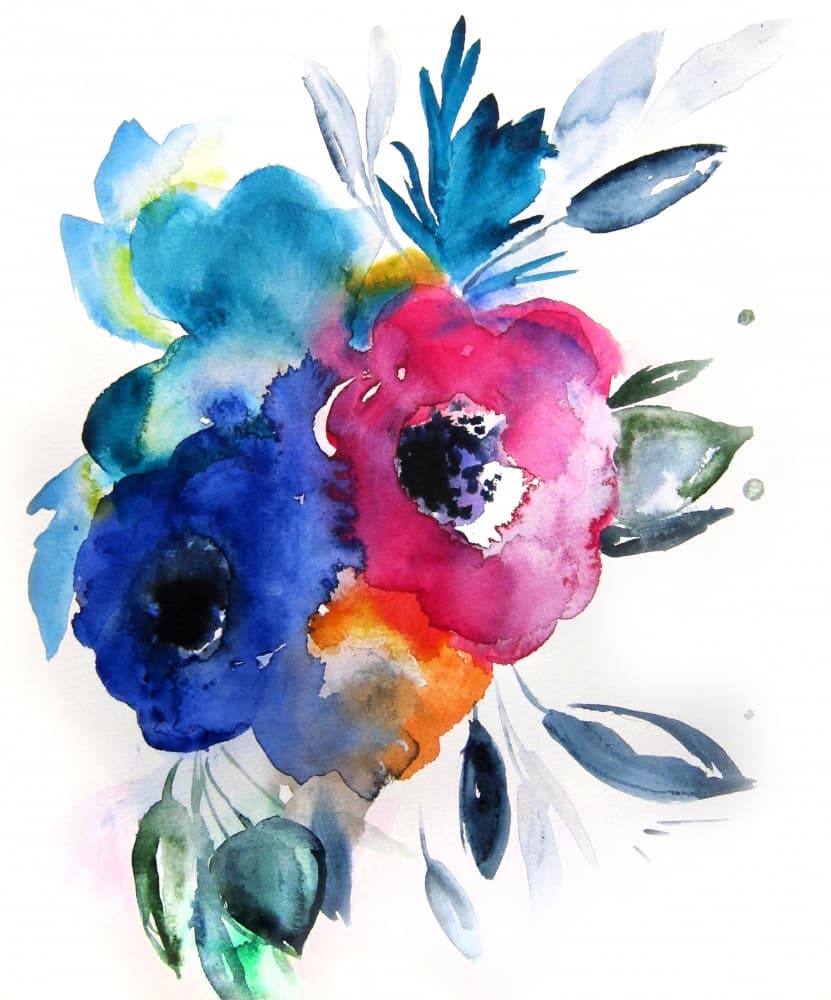 Vibrant Watercolor Blooms by Christine Lindstrom — canvas wall art
