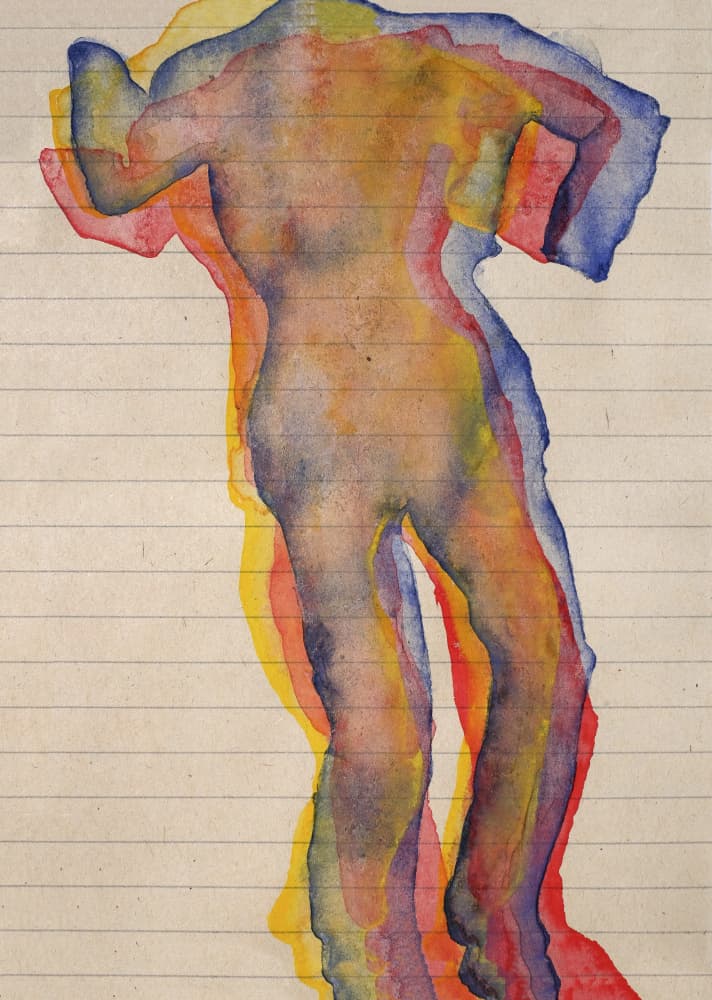 Colorful Layered Figure by Joshua Hoskins — canvas wall art
