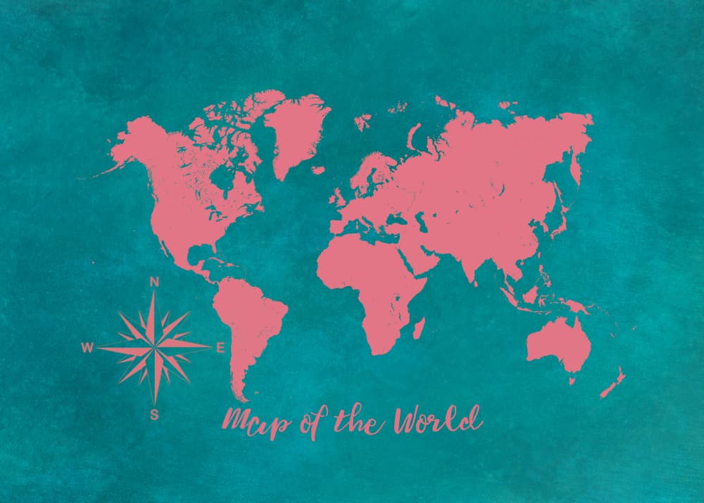 World Map Compass by Justyna Jaszke — canvas wall art