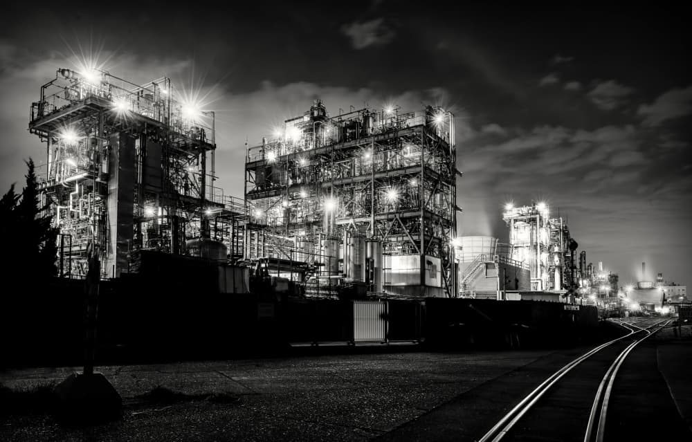 Factory cluster at night by YASUTOSHI HONJO — canvas wall art