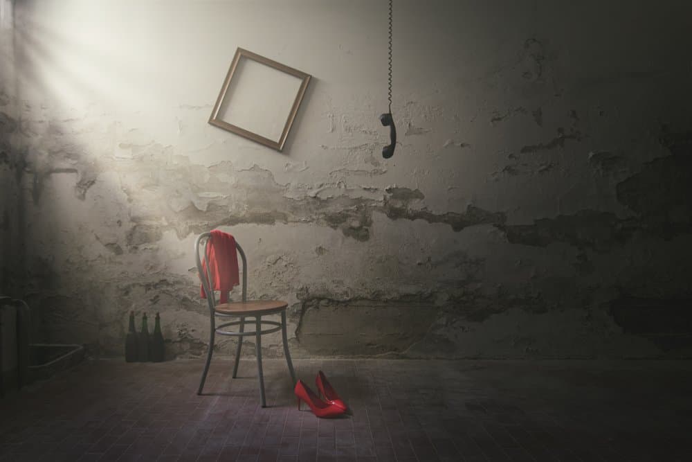 Empty Room Red Accents by Madison — canvas wall art