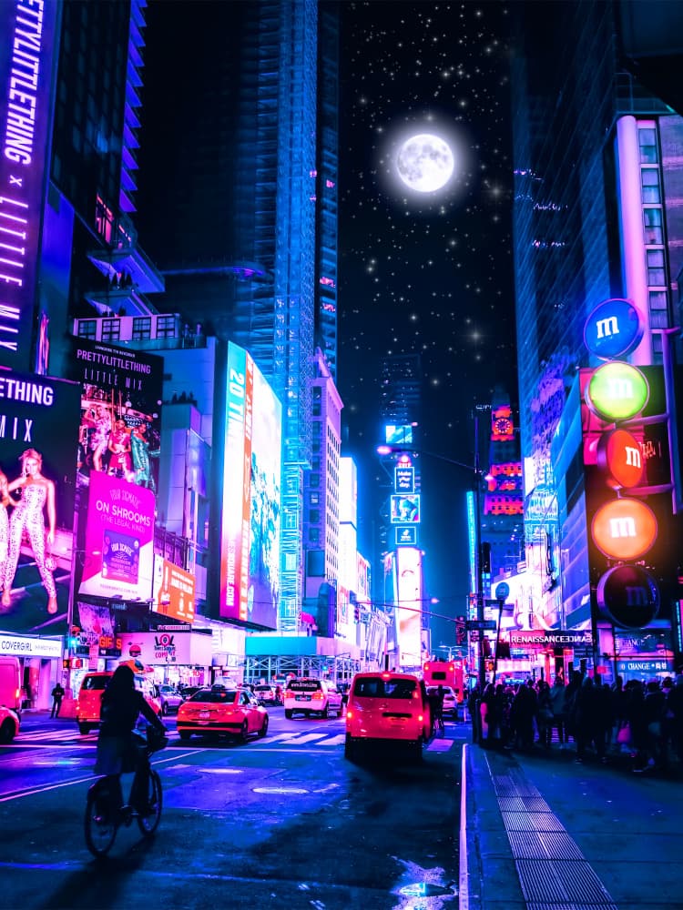 Neon City Moon Glow by Ritvik takkar — canvas wall art
