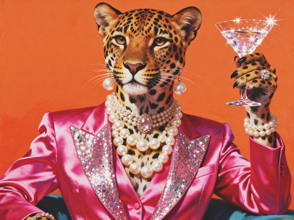 Glamorous Pink Leopard Martini by Andreas Magnusson — canvas wall art