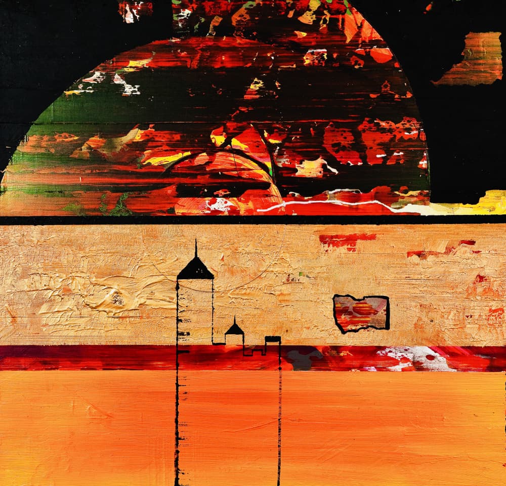 Fiery Abstract Cityscape by Fredrik Olsen — canvas wall art