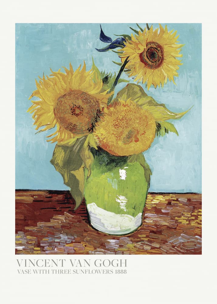 Vase With Three Sunflowers by Vincent Van Gogh — canvas wall art