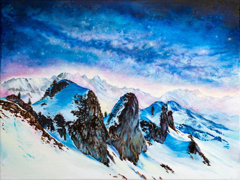 Starry Mountain Peaks by Anne Wölk — canvas wall art