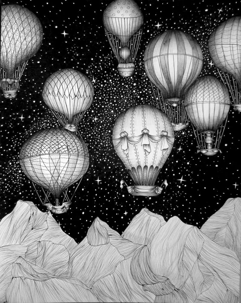 Whimsical Night Flight by EC Mazur — canvas wall art