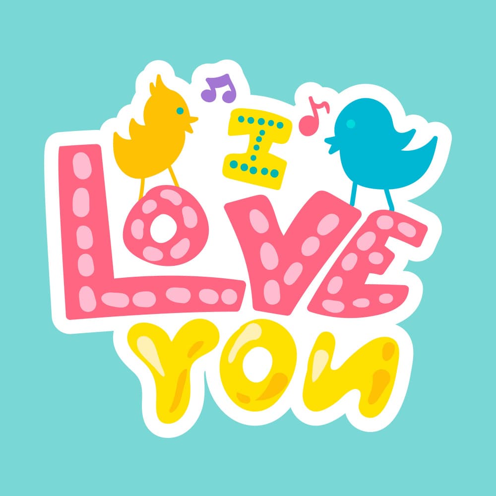 Love You Whimsical Birds by Marika Barsrsind — canvas wall art