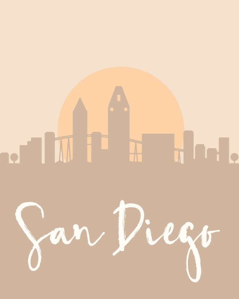 San Diego Sunset Skyline by Emiliano Deificus — canvas wall art