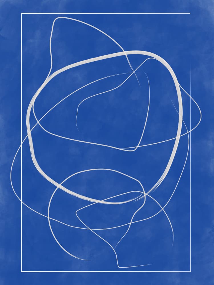 Deep Blue Curves by Elena Ristova — canvas wall art