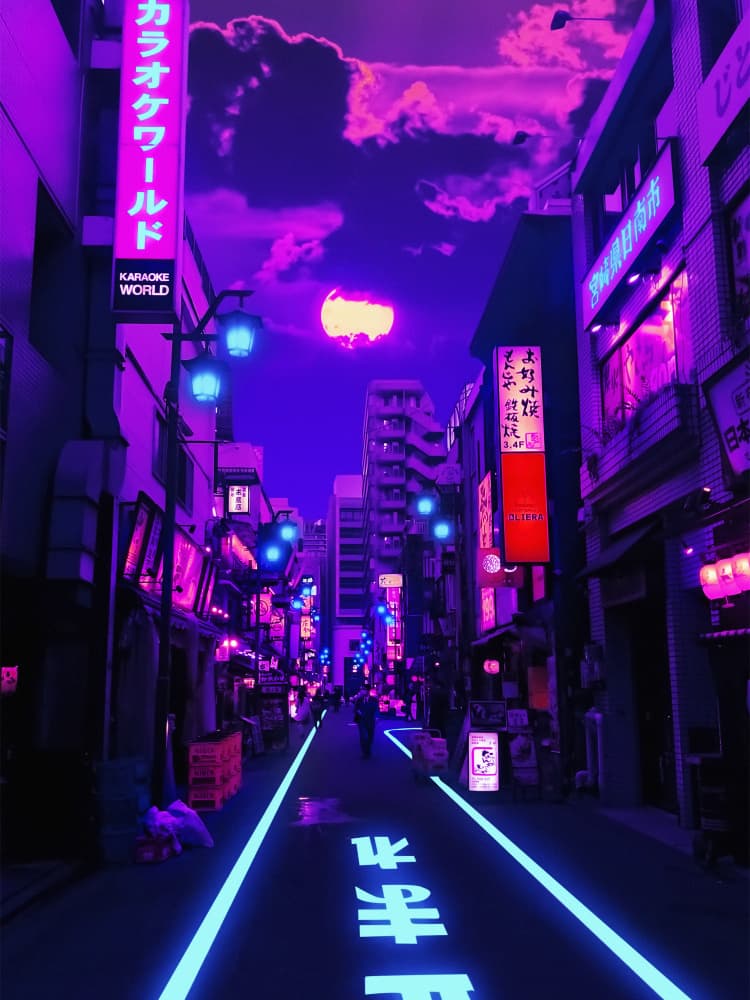 Neon Tokyo Night by Ritvik takkar — canvas wall art